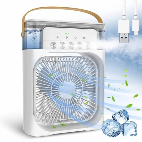 Portable Mini Air Cooler | 7-Color LED | Personal Cooling Fan